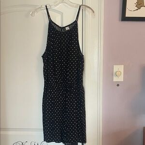 Women's Black Polka Dot Sleeveless jumper with pockets